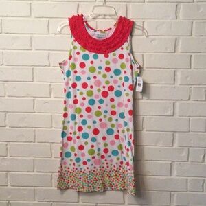Bonnie Jean Colorful Polka Dot Girls Dress in Size 16 NEW